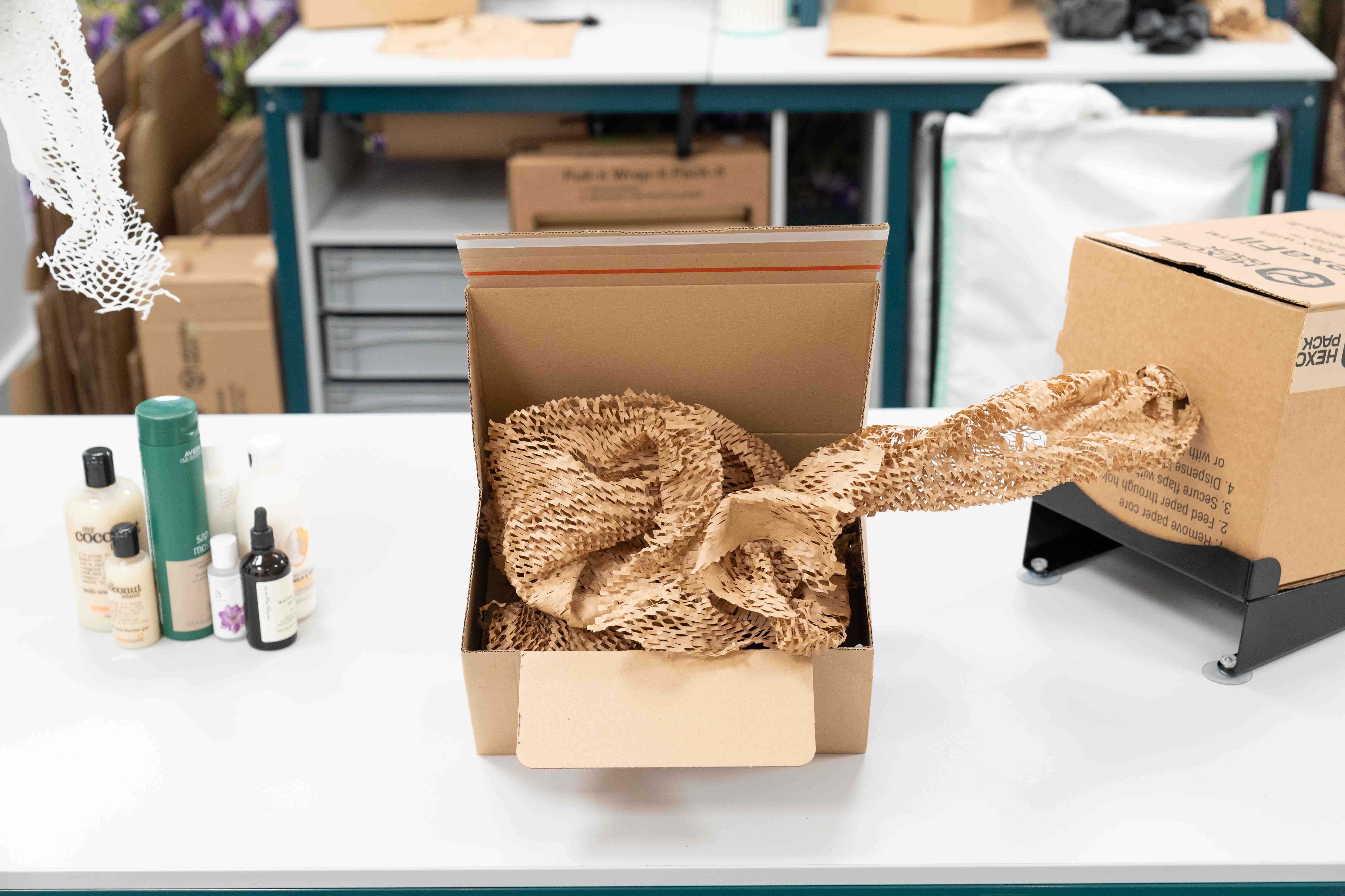 Paper product protection being used to pack ecommerce products